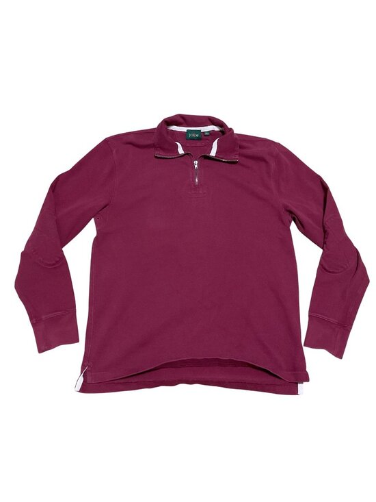J.Crew Other - Vtg J.Crew Reimagined Henley Shirt Sz S Burgundy Elbow Patches Vented Pits Mens
